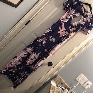 Purple and pink floral maxi wrap dress
